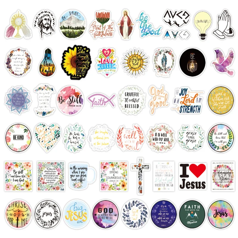 10 50pcs jesus christians believe in famous sayings word stickers for styling motorcycle phone laptop case children toy sticker stickers aliexpress
