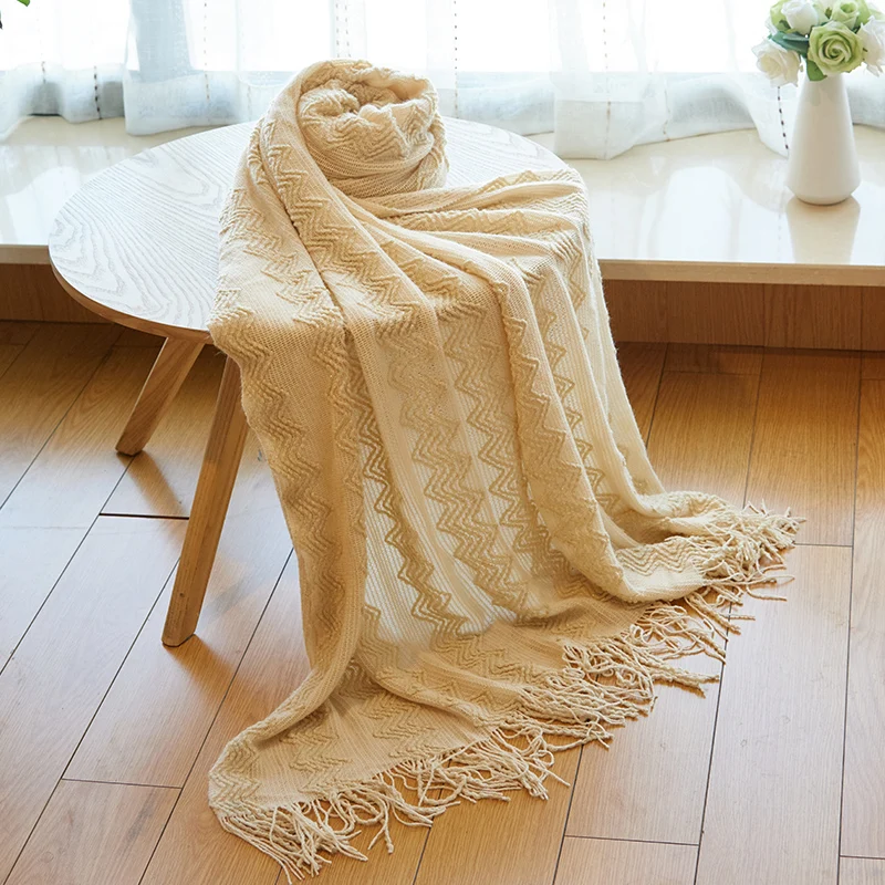

Throw Blanket Soft Outdoor Travel Airplane Throws For Sofa Couch Bed Warm Nordic Knitted Throw Plaid TV Blankets