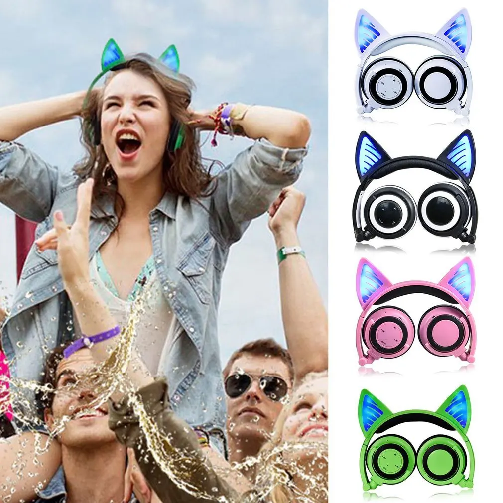 Складная Косплэй кошачьими ушками Bluetooth наушники Беспроводной провода