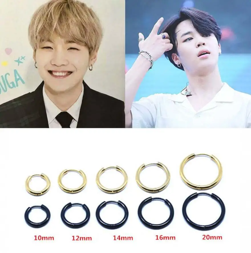 1 pair Dia 8/10/12/14/16mm Stainless Steel Hoop Earrings for Women/Men Round Circle Earring Piercing Anti-allergic Ear Buckle