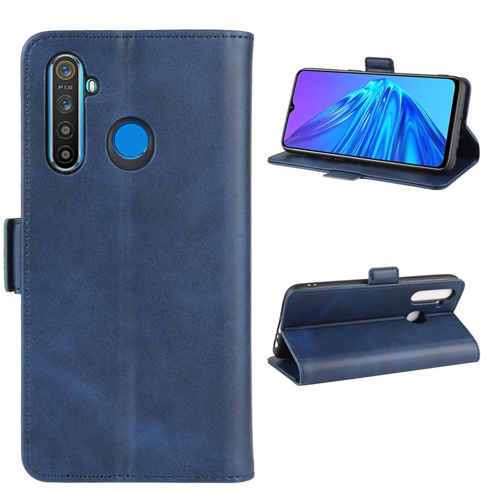Чехол-книжка из искусственной кожи с откидной крышкой, чехол-кошелек для OPPO Realme 5 Realme5 Pro, держатель для карт, чехол-книжка, защитный чехол GG - Цвет: JFCSK Blue
