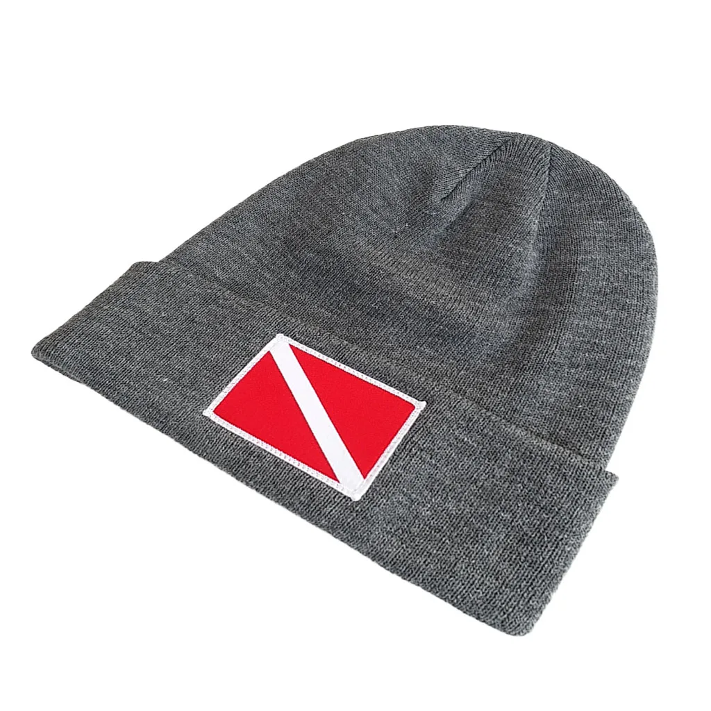 Fashion Unisex Adult Scuba Diving Snorkeling Hat Dive Knit Beanie Diver Hat Cap with Dive Flag/Diver Down Design