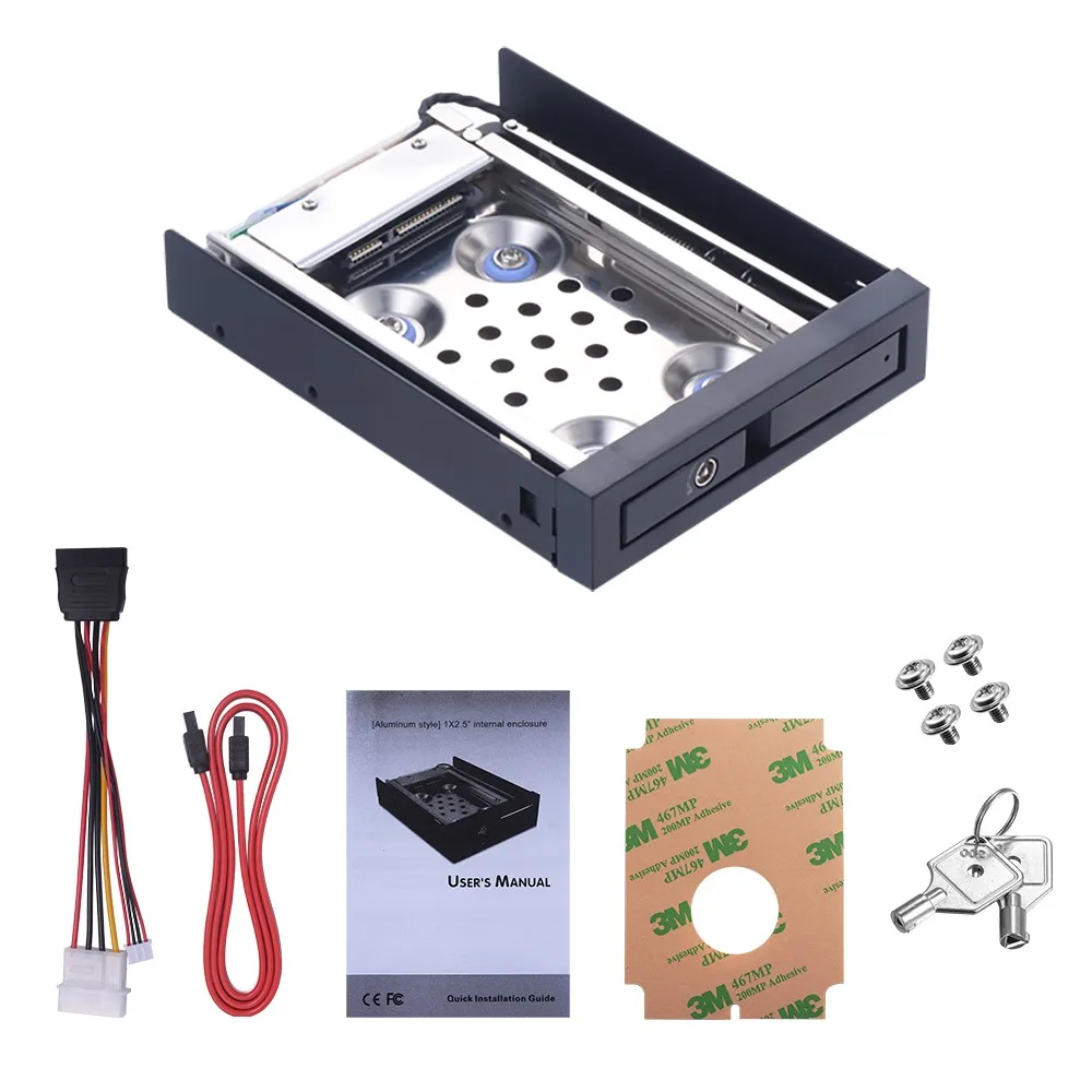 Uneatop ST2514 одиночный отсек 2," Алюминиевый Чехол SATA HDD внутренний корпус с черный/синий/серебристый/красный дверь