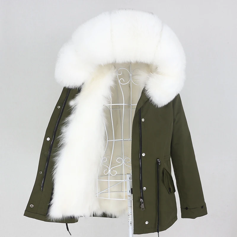 

MENINA BONITA 2022 Winter Jacket Women Short Waterproof Parka Real Fox Fur Coat Natural Raccoon Fox Fur Collar Hood Detachable