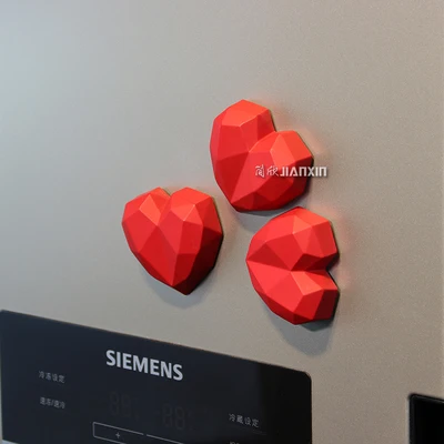 

3D stereo big red love shape refrigerator magnet diamond sticker fridge decoration message photo paste