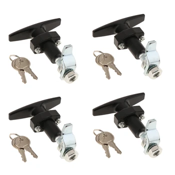 

4x Truck Cap, Topper Complete Toolbox Cabinet T-Handle Lock Set With 2 Keys