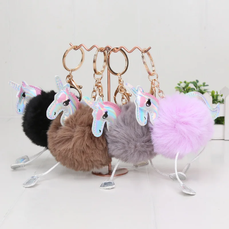 18 см плюшевая игрушка единорог брелок для ключей с единорогом Poms Unicornio подвеска брелок плюшевая игрушка для детей Подарки
