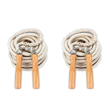 

2x Hot Jump Rope Wooden Handle Skipping Gym School Group Multi Person Rope Jumping Fitness Equipment 10M & 7M