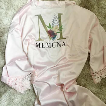 

5pcs Custom letter name Wedding proposal bride to be Maid of honor Sister mother bridesmaid personalized lace satin robe gift