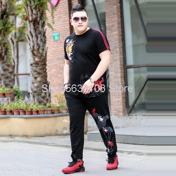 

Package 7 1036 + 011 De Water Lotus Big Size Men's Wear Short Sleeve T Shirt Trousers Leisure Sports Suit