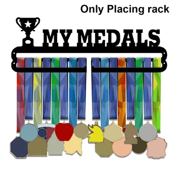 

Gym Awards Holder Wall Mount Gymnastics Medal Display Rack Triathlon Organizer Black Stainless Steel Sport Running Swimming Home