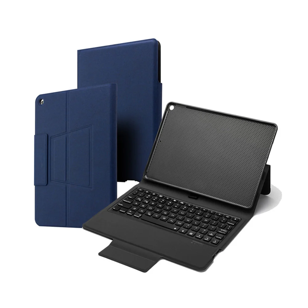 Для iPad 10,2, 7 цветов, Беспроводная Bluetooth клавиатура, кожаный чехол с подставкой, умный флип-чехол со встроенным держателем для карандашей - Цвет: Blue