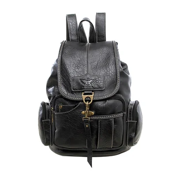 

1 PC Retro PU Leather Drawstring Backpack Women Girls Double Shoulder Large Capacity School Bag Travel Satchel Backpack Dropship