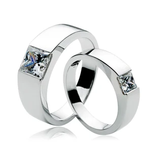 

TN238 1 carat NSCD Princess Cut silver Couple Jewelry, promise ring for couple Wedding rings,lovers' Ring
