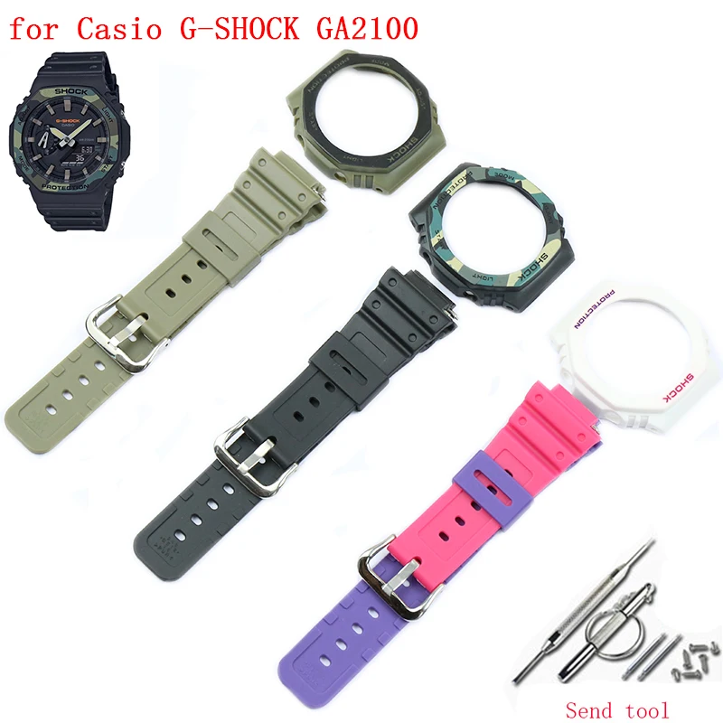 Аксессуары для часов 16 мм ремешок из смолы подходит Casio G SHOCK GA2100 Чехол мужчин и