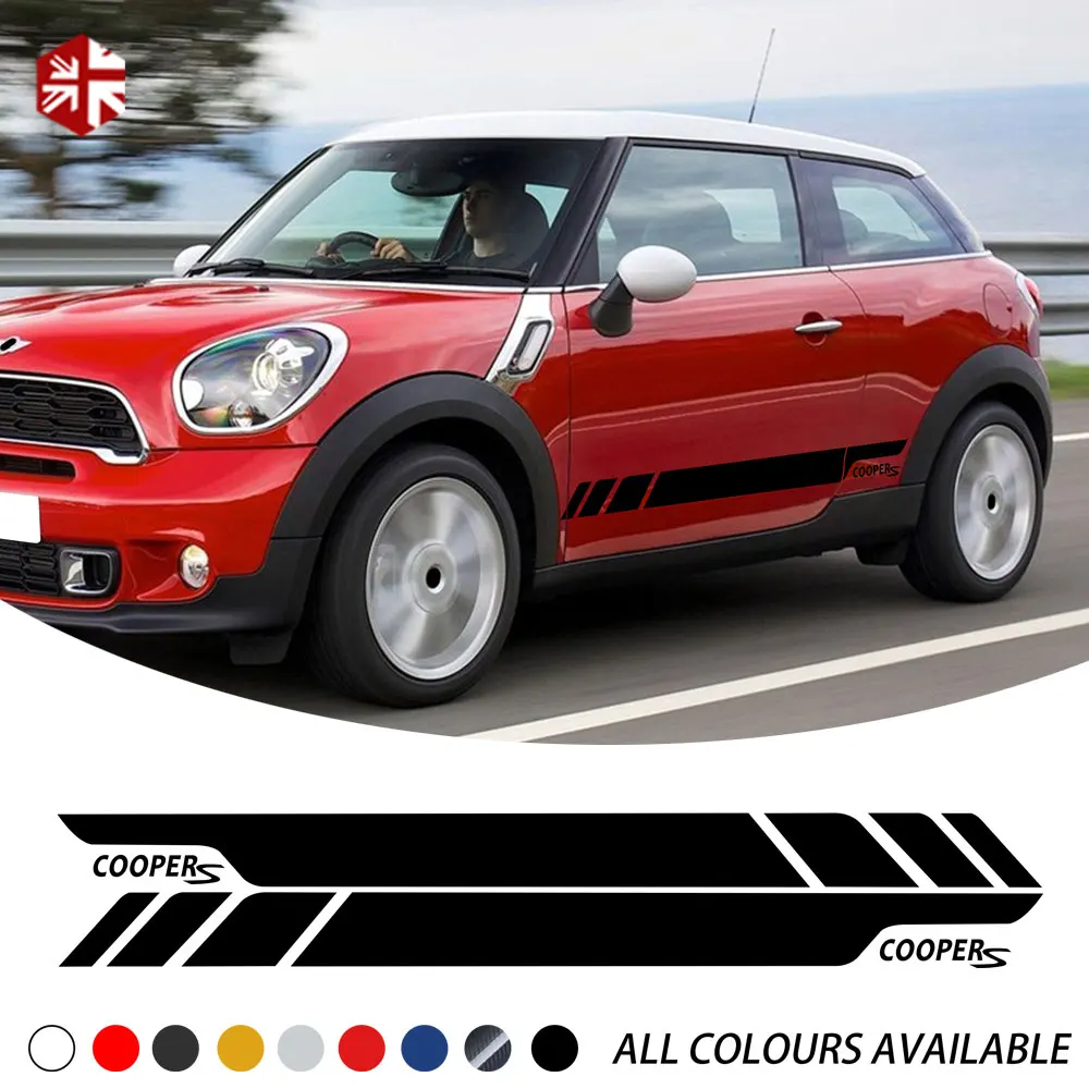 2 шт. автомобильный Стайлинг Cooper S графика виниловая наклейка гоночная дверь боковые полосы Стикеры для MINI Cooper Paceman R61 аксессуары