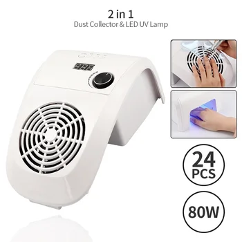 

2 In 1 Nail Dust Suction Collector with 80W Nail Lamp Vacuum Cleaner with Powerful Fan Dust Collecting Bag Nail Art Equipment
