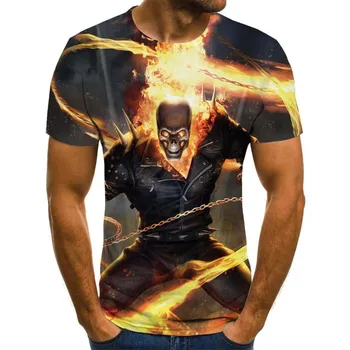 

2020 Ghost Rider 3D Printing Fashion T-shirt Summer Personality Casual Men's and Women's Short Sleeve Tops