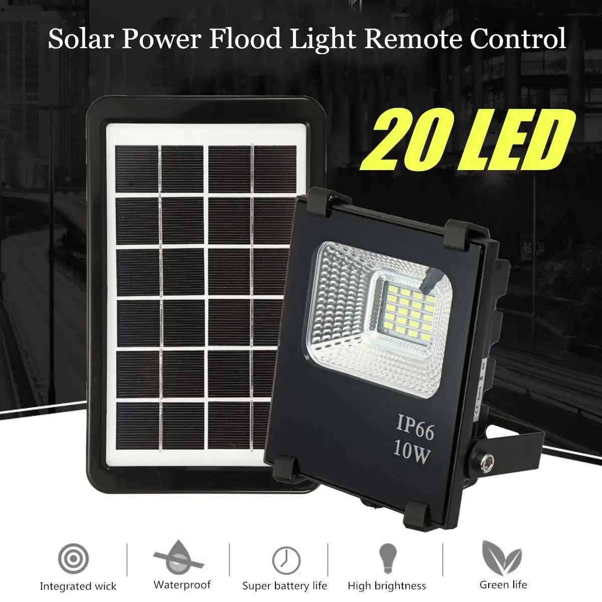 

10W LED Solar Wall Lamp Street Light Radar Motion Solar Powered Flood Light Remote Control Outdoor Waterproof Security Lamp