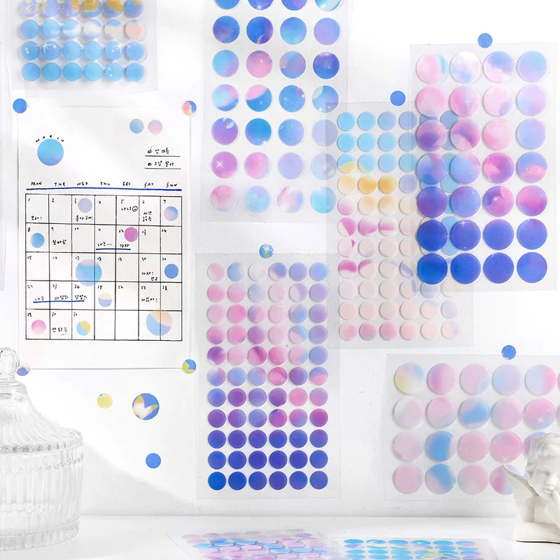 

4 Pcs/set Dream color series Decorative Stickers Scrapbooking diy Stick Label Diary Stationery Album Journal ins round Stickers