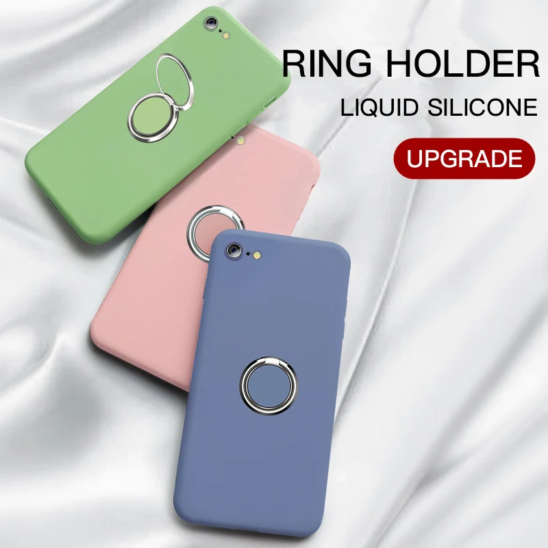 

Original Soft Liquid Silicone Case For SamSung Galaxy J4 J6 J7 Prime J2 A2 Core A7 A9 2018 A8S M10 M20 M30 Stand Hand Ring Cover