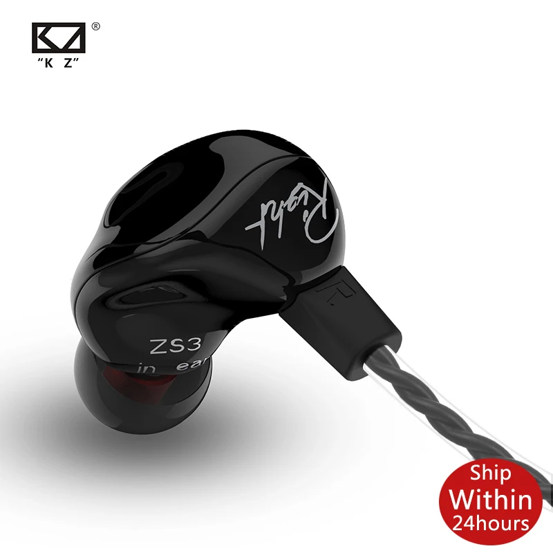KZ ZS3 1DD Hifi Sport In-ear Earphone Dynamic Driver Noise Cancelling Headset With Mic Replacement Cable ZS4 ZS10 ZSX ZSN Pro S1 |