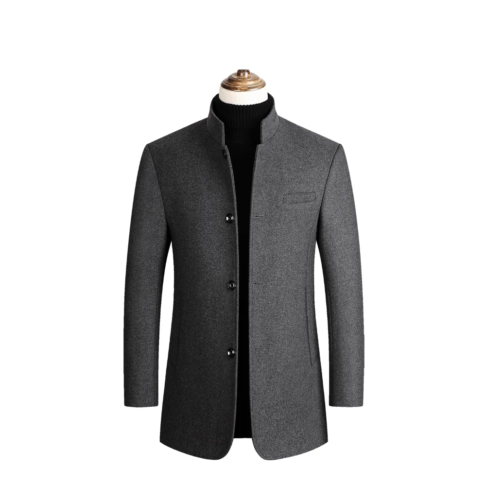 Men's Tweed Coat,Men's Trench Coat Jacket,Middle-aged Dad's Coat,collar Tweed Coat,Middle-aged and Old Wool Coat,Tweed Coat Men - Цвет: Серый