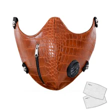 PU Leather Fabric Cycling Face Mask With Filters PM 2.5 Anti-Pollution Cycling Mask Activated Carbon Valve Bike Mouth Mascarilla