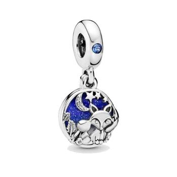 

Free Shipping Real 925 Sterling Silver Bead Charm Fox & Rabbit Dangle Charm Fit Pandora Bracelets & Necklace Women Diy Jewelry