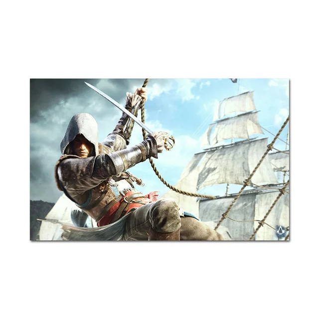 Assassins creed плакат стены искусства картина в стиле аниме холст картины для гостиной Детская комната Декор без рамы - Цвет: Светло-желтый