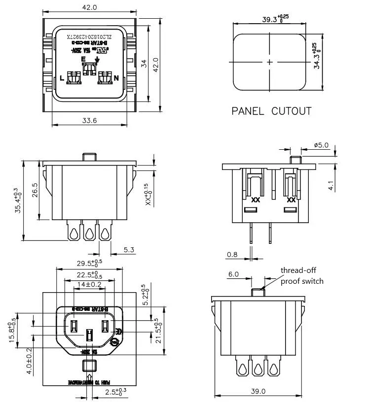PDU AC Силовая розетка 15A 250V C13 анти-отключение гнездо