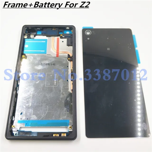 เต็มรูปแบบสำหรับ Sony Xperia Z2 L50w D6503 D6502 LCD แผงกลางกรอบแบตเตอรี่ประตูปุ่มด้านข้าง