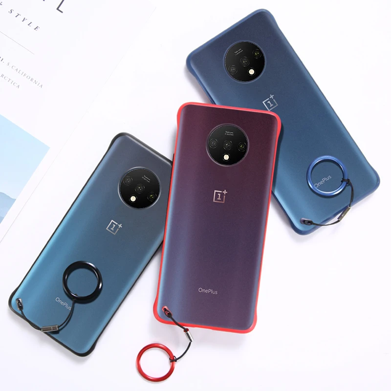 Чехол без рамки для Oneplus 7T Pro, Ультратонкий матовый, без отпечатков пальцев, без бампера, изогнутая задняя крышка для телефона 1+ 7 T, на ощупь