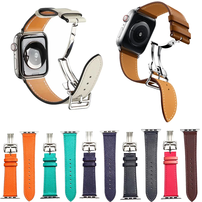 Ремешок кожаный спортивный для apple watch band 42 мм 44 сменный Браслет 4 5 38 40 iwatch