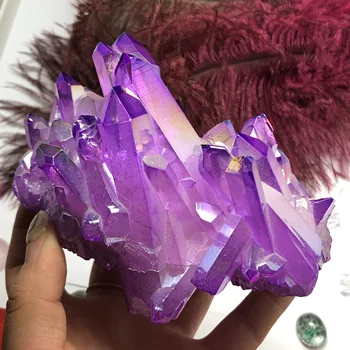 

1PC Aura Crystal Cluster Angel Aura Titanium Quartz Crystal Stunning Rainbow Specimen Minerals Reiki Healing Chakra