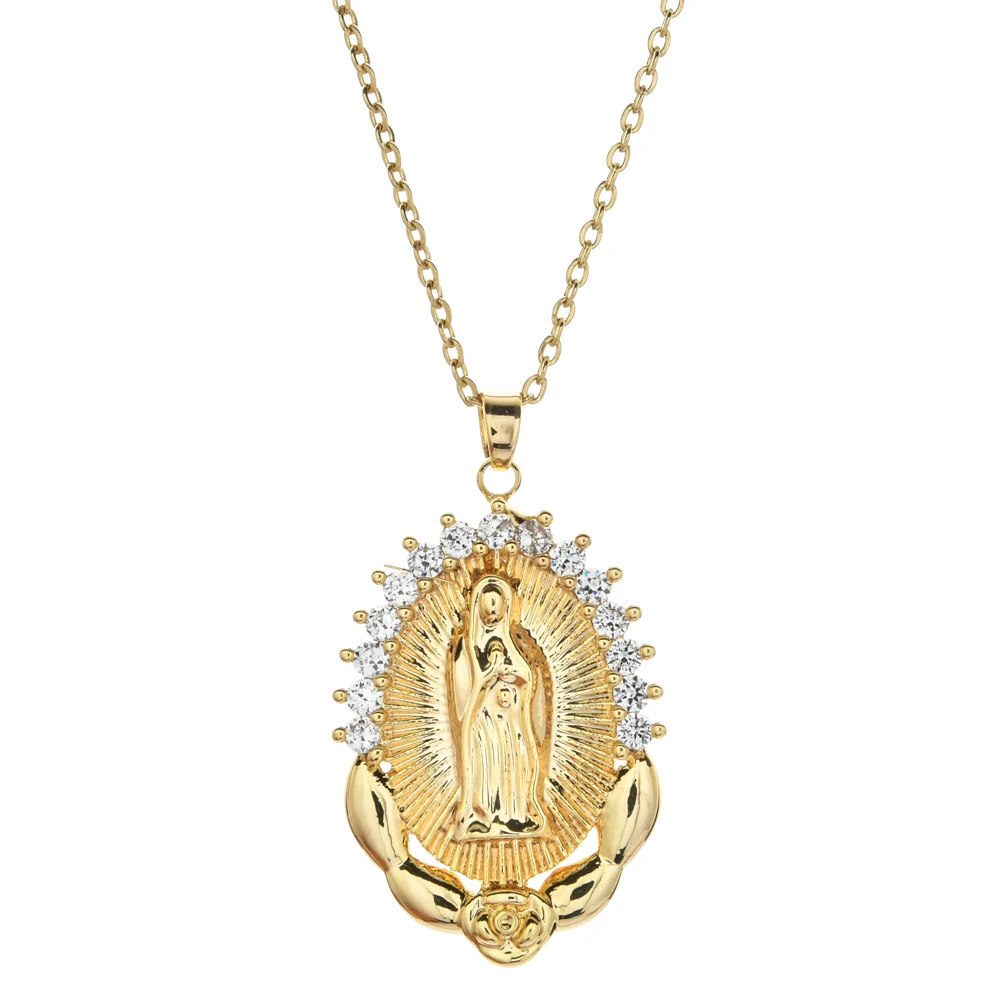 ZMZY Stainless Steel Charm Virgin Mary Pendant Necklaces for Women Men Christian Religious Jewelry Cross Trendy Chain Jewelry - Image 2