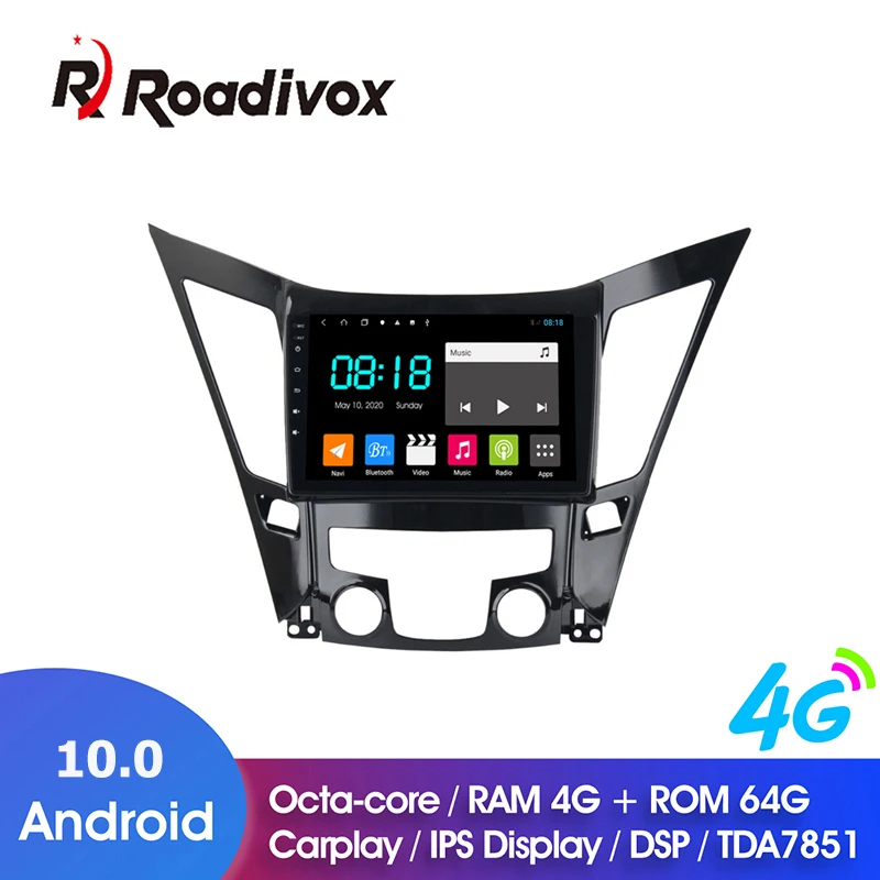 Автомобильный DVD-проигрыватель 9 дюймов Android 10 0 ОЗУ 4 Гб ПЗУ 64 ГБ для HYUNDAI Sonata i40 i45