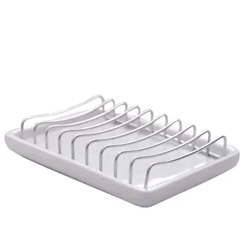 

Stainless Steel Soap Holder Double Layer Draining Soap Box For Bathroom Shower Simple Ceramic Soap Dish Household