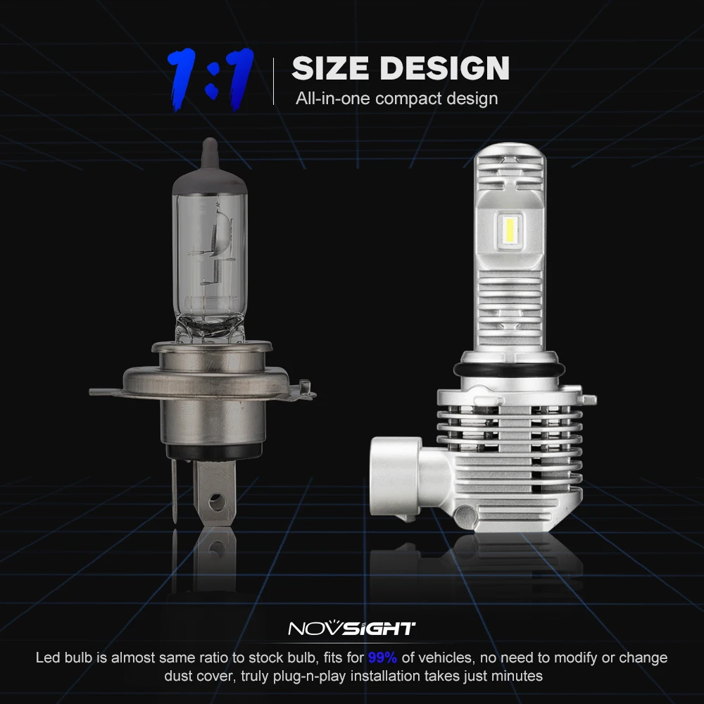 NOVSIGHT 2020 NEWEST 1:1 design LED Car Headlight Bulbs LED H4 LED H7 LED H11 LED H8 LED H9 LED 9005 HB3 LED 9006 HB4 LED 6000K 8000LM 40W LED Fog Lights Headlamp bulbs Luces LED Para auto lamps