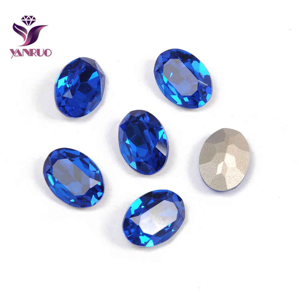 YANRUO, 4120, овальные украшения, стеклянные стразы, драгоценные камни, сделай сам, кристаллы для шитья, Необычные камни, заостренные сзади, пришитые стразы, яркие для одежды - Цвет: Capri Blue