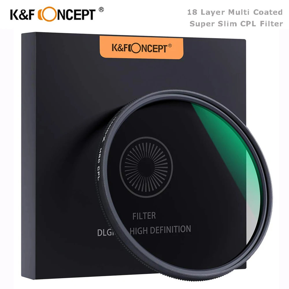 K & F Concept 52 мм 58 62 67 72 77 82 Nano X Тонкий CPL фильтр круговой поляризационный для