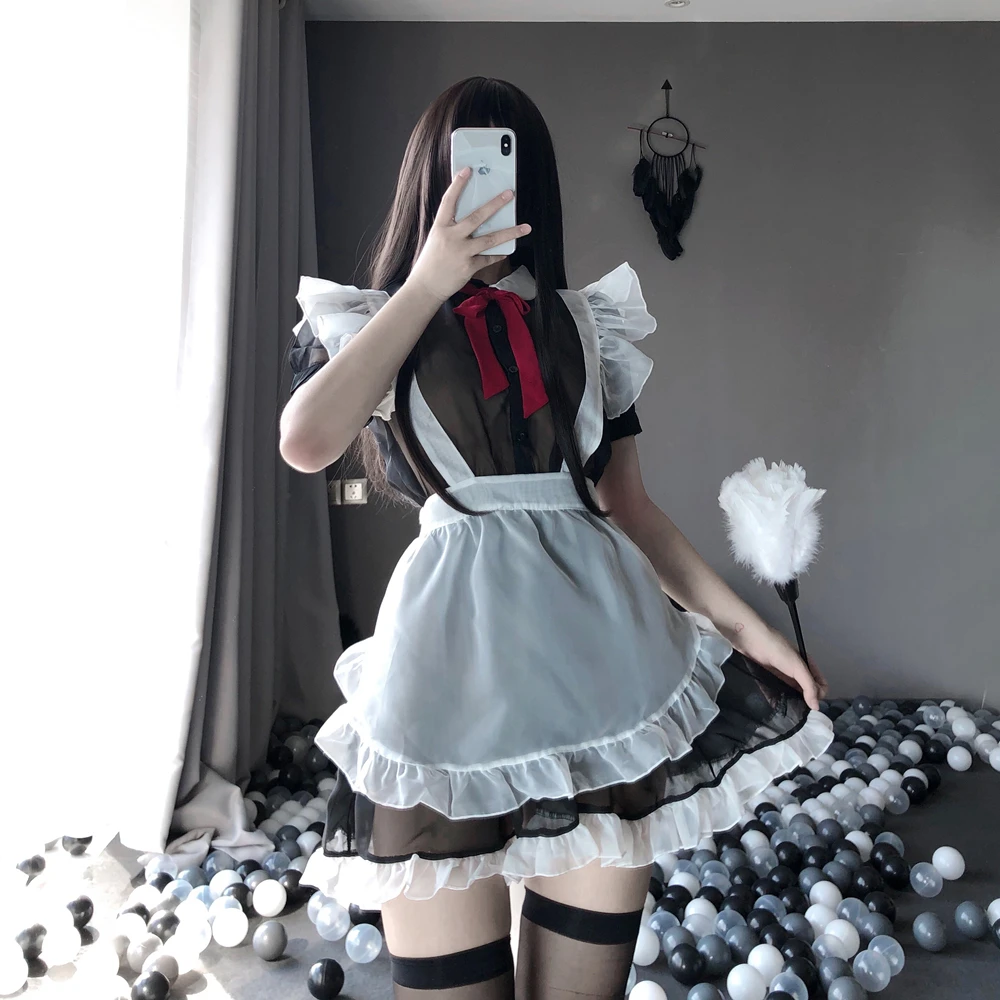 Women Girls Lolita Uniform Outfits Halloween Roleplay Costumes Maid Dress Cosplay Sexy Lingerie Late Night French Maid Costume women lingerie women lingerie set women cosplay costume