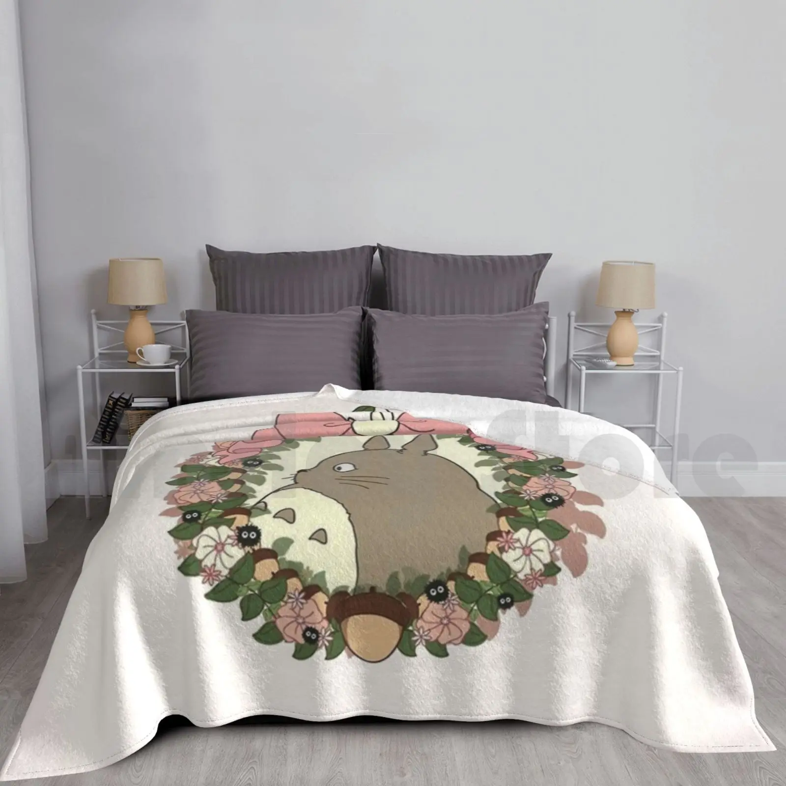 Totoro Illustrationgraphic Design Blanket For Sofa Bed Travel Totoro