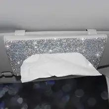 Bling автомобильный козырек держатель ткани кожа кристаллы бумажное полотенце обложка чехол для женщин(бежевый