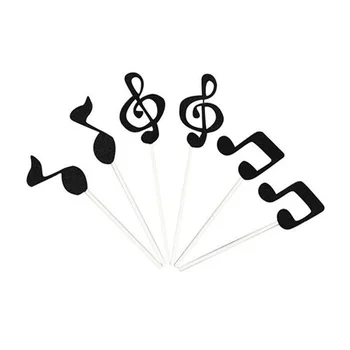 

10Pcs Music Notes Themed Cupcake Topper Paper Cake Inserts Card Wedding Cake Topper Decoration