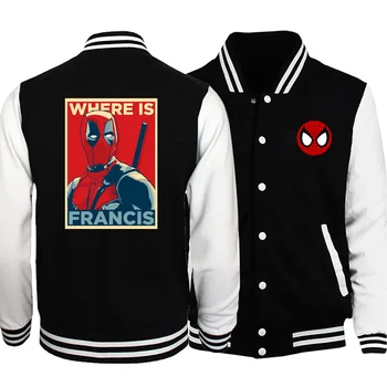 

2019 Autumn Spider-Man Deadpool Where Is Francis Jacket Male Fashion Bodywarmer Coat Hoodies Plus Size Funny Movie Streetwear