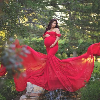 Alternative view of Maternity Photography Props Long Pregnancy Dress For Photo Shooting Off Shoulder Pregnant Dresses For Women Maxi Maternity Gown