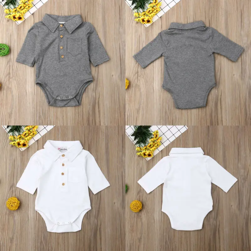 Casual Newborn Infant Baby Boy Formal Cotton Half Sleeve Bodysuit Jumpsuit Outfits Clothes 0-18M