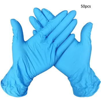 

50/100pcs Household Cleaning Washing Disposable Mechanic Gloves Black Nitrile Laboratory Nail Art Anti-Static Gloves