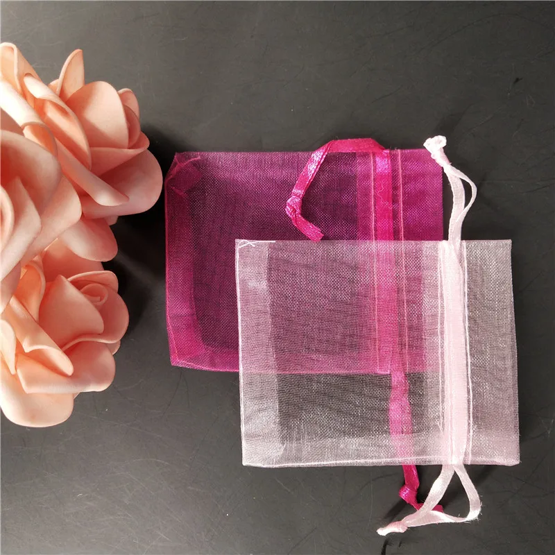 100pcs 7x9 9x12 10x15cm Drawstring Organza Bag Small Pouches Jewelry